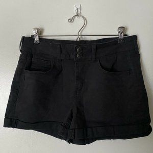 SO Juniors Womens Denim Jean Shorts Jr. Size 13 Low Rise Favorite Midi Black